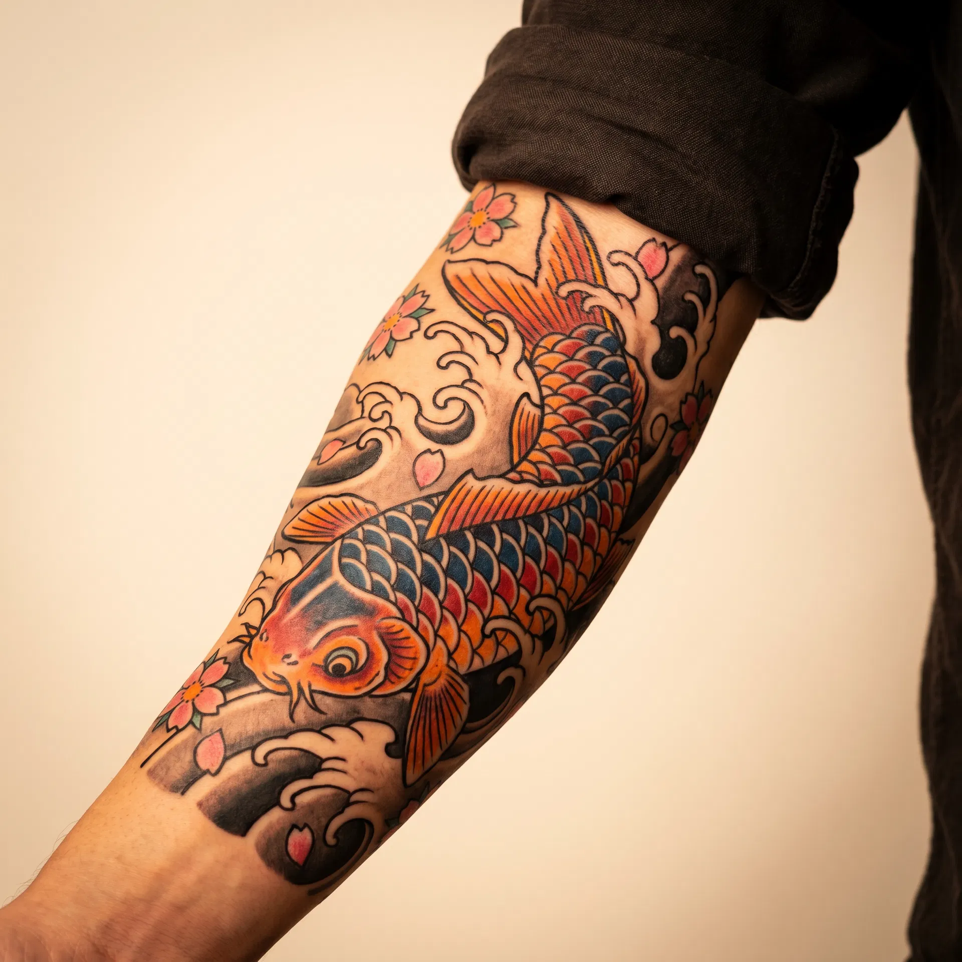 Japanese koi fish sleeve tattoo